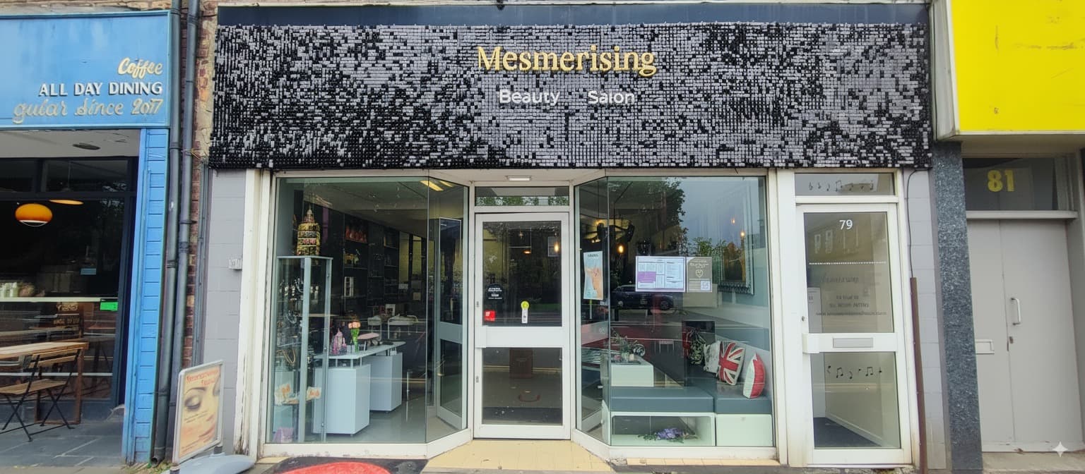 The storefront of Mesmerising Beauty on Gosforth High Street